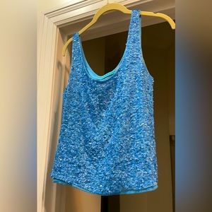Alice + Olivia Blue Sequin Tank Top - Size XS